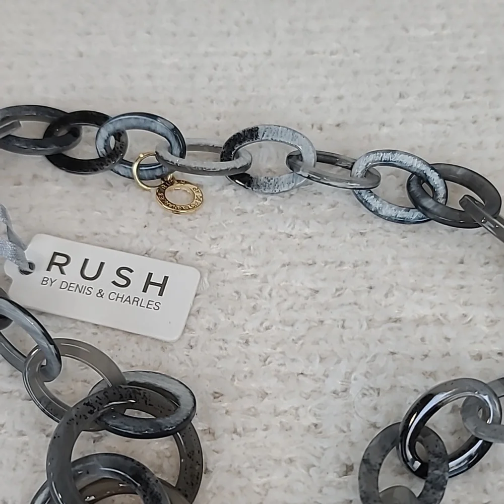 Rush by Denis & Charles Boho Chunky Circle Marbled Link Statement Necklace - NWT